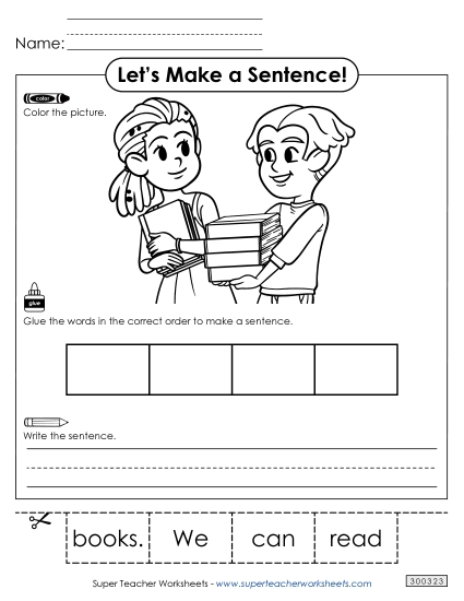 4 Word Sentences - Build a Sentence: Books