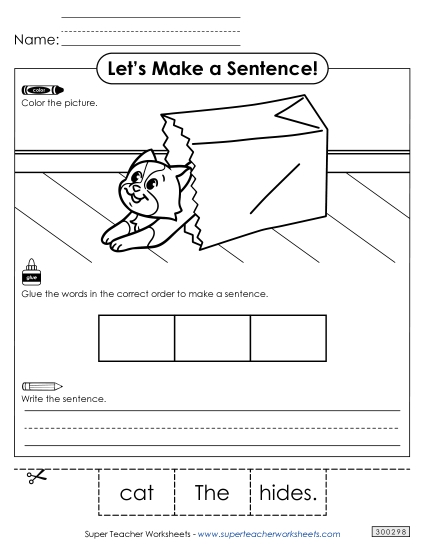 3 Word Sentences - Build a Sentence: Cat