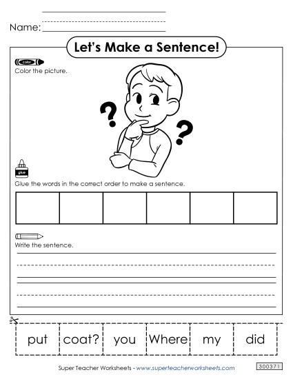 6 Word Sentences - Build a Sentence: Coat