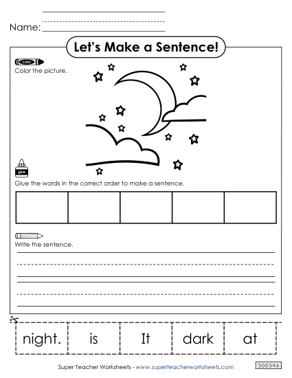 5 Word Sentences - Build a Sentence: Dark 5 Word Sentences - Build a Sentence: Dark
