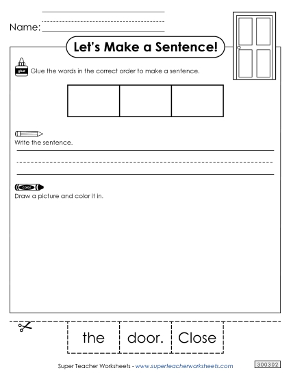 3 Word Sentences - Build a Sentence: Door 3 Word Sentences - Build a Sentence: Door