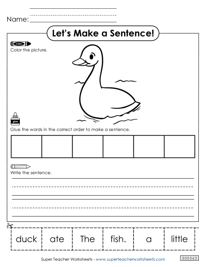 6 Word Sentences - Build a Sentence: Duck & Fish
