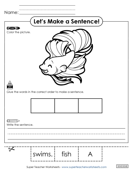 3 Word Sentences - Build a Sentence: Fish