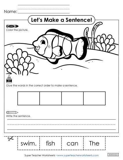 4 Word Sentences - Build a Sentence: Fish