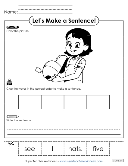 4 Word Sentences - Build a Sentence: Five Hats 4 Word Sentences - Build a Sentence: Five Hats