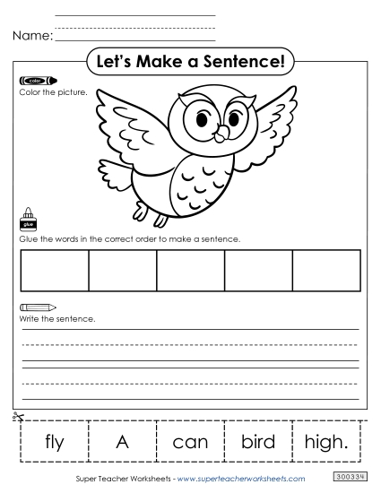 5 Word Sentences - Build a Sentence: Fly High