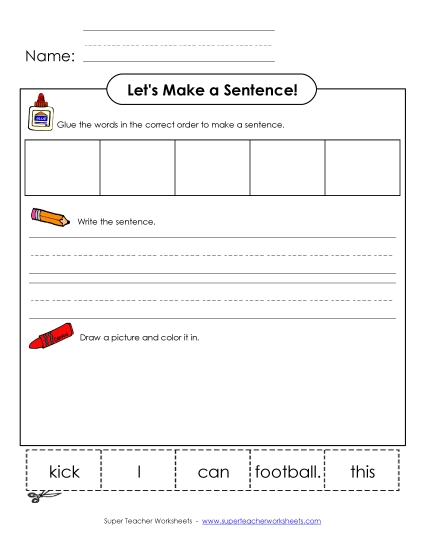 Early Literacy - Build-a-Sentence: Football Kick Early Literacy - Build-a-Sentence: Football Kick