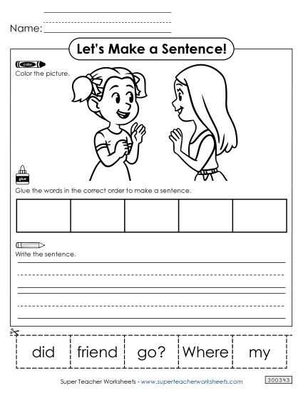 5 Word Sentences - Build a Sentence: Friend