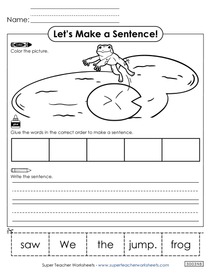 5 Word Sentences - Build a Sentence: Frog Jump