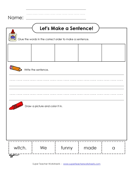 Build Sentences - Build-a-Sentence: Funny Witch
