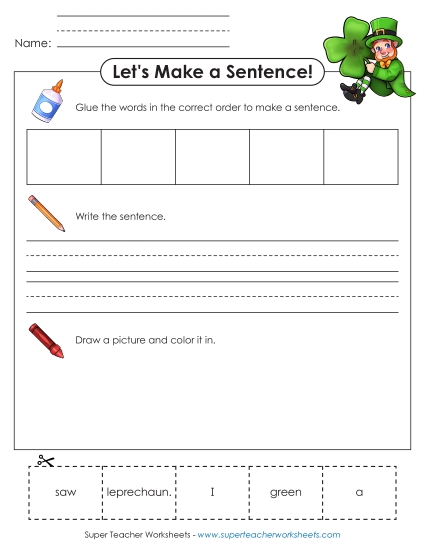 Early Literacy - Build-a-Sentence: Green Leprechaun Early Literacy - Build-a-Sentence: Green Leprechaun