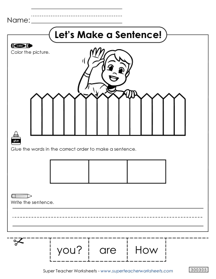 3 Word Sentences - Build a Sentence: How are you?