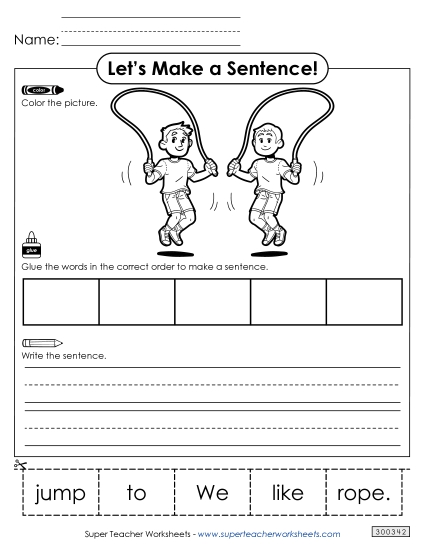 5 Word Sentences - Build a Sentence: Jump Rope