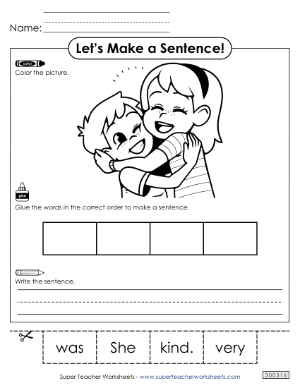 4 Word Sentences - Build a Sentence: Kind