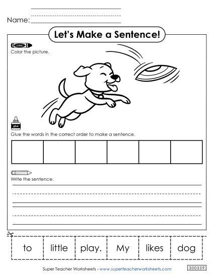 6 Word Sentences - Build a Sentence: Little Dog