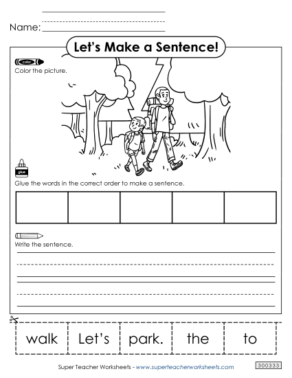 5 Word Sentences - Build a Sentence: Park