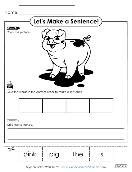 4 Word Sentences - Build a Sentence: Pig