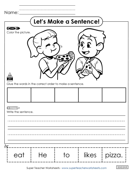 5 Word Sentences - Build a Sentence: Pizza