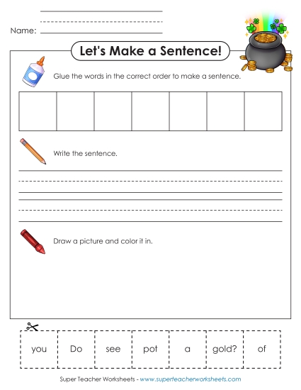Early Literacy - Build-a-Sentence: Pot of Gold
