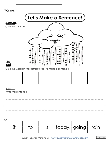 6 Word Sentences - Build a Sentence: Rain