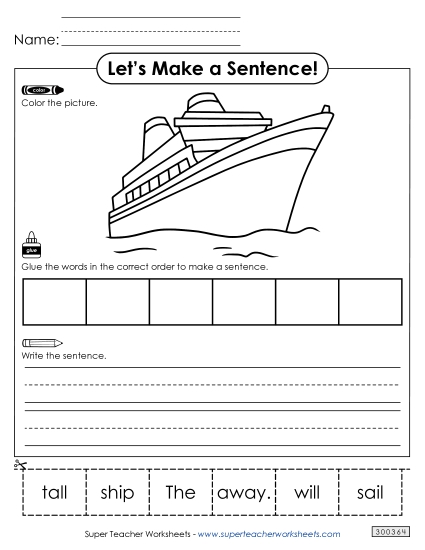 6 Word Sentences - Build a Sentence: Sail