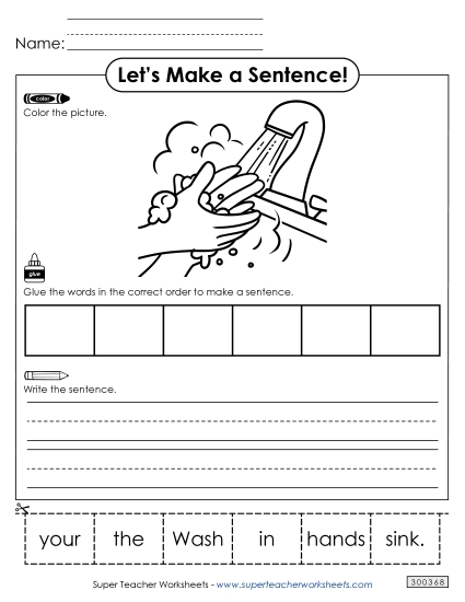 6 Word Sentences - Build a Sentence: Sink