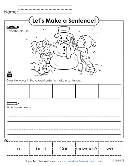 Build a Sentence (Very Basic) - Build a Sentence: Snowman Build a Sentence (Very Basic) - Build a Sentence: Snowman