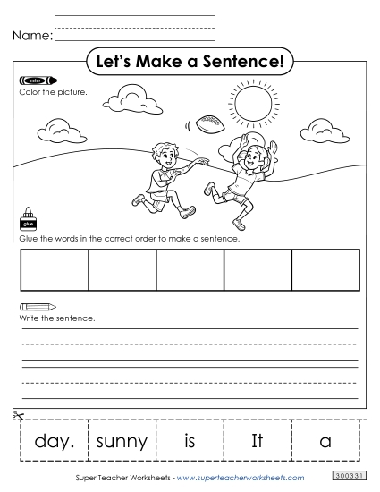 5 Word Sentences - Build a Sentence: Sunny Day 5 Word Sentences - Build a Sentence: Sunny Day