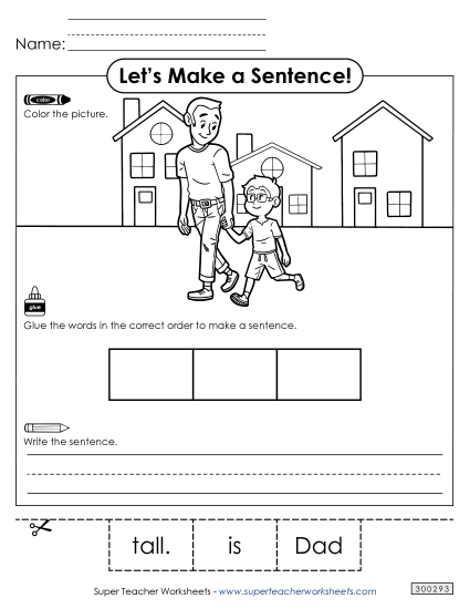 3 Word Sentences - Build a Sentence: Tall