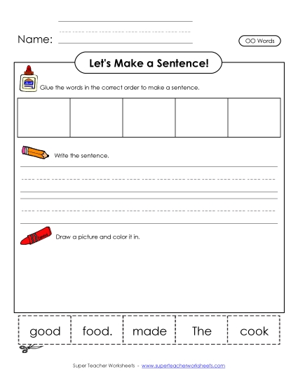 Build Sentences - Build-a-Sentence: The cook made good food.