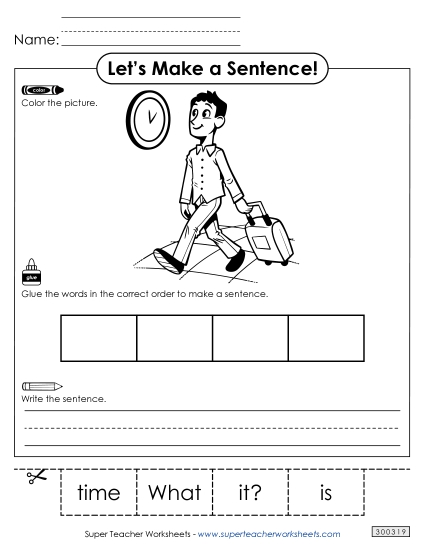 4 Word Sentences - Build a Sentence: Time