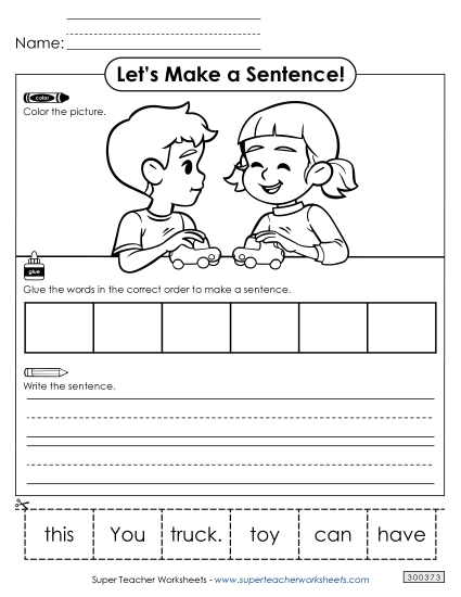 6 Word Sentences - Build a Sentence: Truck