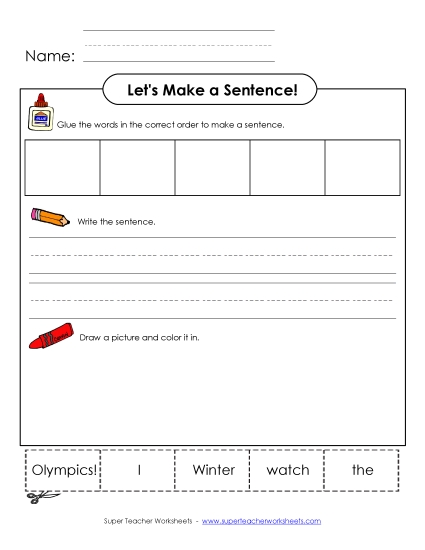 Early Literacy - Build a Sentence: Winter Olympics