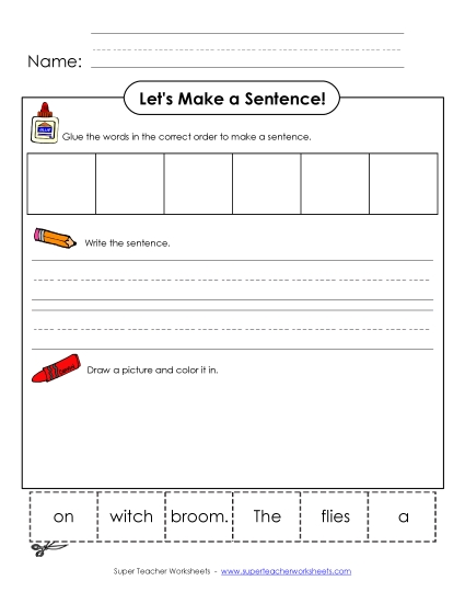 Build Sentences - Build-a-Sentence: Witch's Broom
