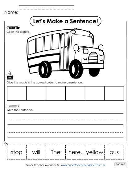 6 Word Sentences - Build a Sentence: Yellow Bus 6 Word Sentences - Build a Sentence: Yellow Bus