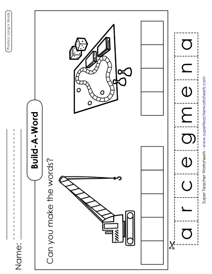 Cut & Glue Activities - Build-a-Word #1: Crane and Game