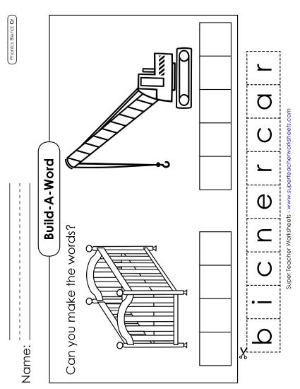 Cut and Glue Activities - Build-a-Word #1: Crib and Crane 