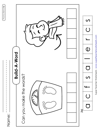Cut and Glue Activities - Build-a-Word #1: Scale and Scarf