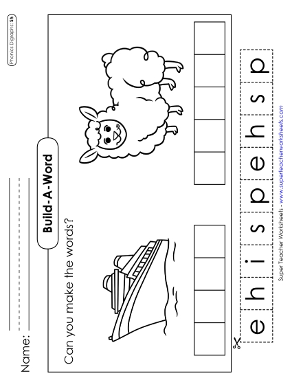 Cut and Glue Activities - Build-a-Word #1: Ship and Sheep