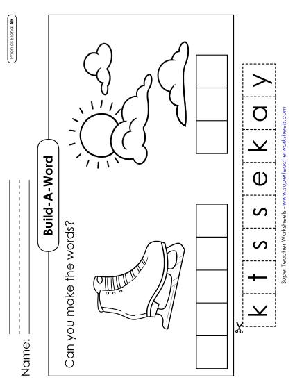 Cut and Glue Activities - Build-a-Word #1: Skate and Sky Cut and Glue Activities - Build-a-Word #1: Skate and Sky