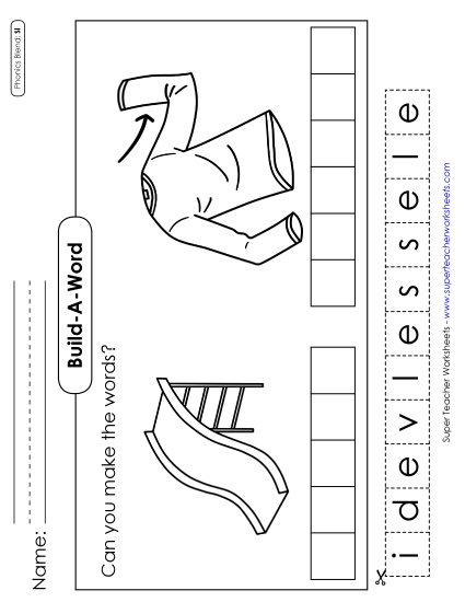 Cut and Glue Activities - Build-a-Word #1: Slide and Sleeve 