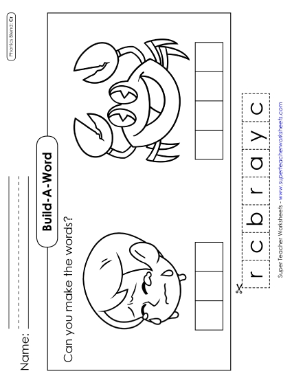 Cut and Glue Activities - Build-a-Word #2: Cry and Crab Cut and Glue Activities - Build-a-Word #2: Cry and Crab