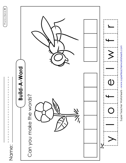Cut and Glue Activities - Build-a-Word #2: Flower and Fly Cut and Glue Activities - Build-a-Word #2: Flower and Fly