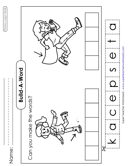 Cut & Glue Activities - Build-a-Word #2: Skate and Cape