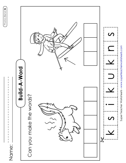 Cut and Glue Activities - Build-a-Word #2: Skunk and Ski Cut and Glue Activities - Build-a-Word #2: Skunk and Ski