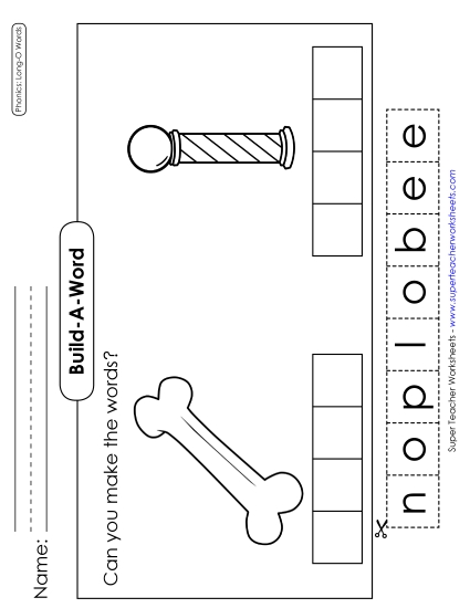 Cut and Glue Activities - Build-a-Word: Bone & Pole