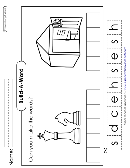 Cut & Glue Activities - Build-a-Word: Chess & Shed
