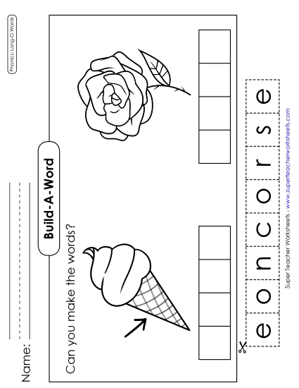 Cut and Glue Activities - Build-a-Word: Cone & Rose