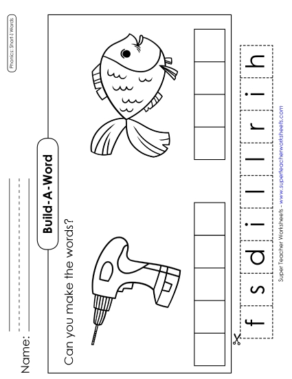 Cut & Glue Activities - Build-a-Word: Drill and Fish