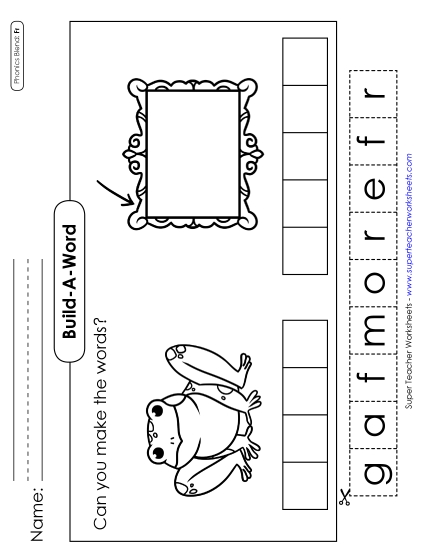 Cut and Glue Activities - Build-a-Word: Frog and Frame Cut and Glue Activities - Build-a-Word: Frog and Frame